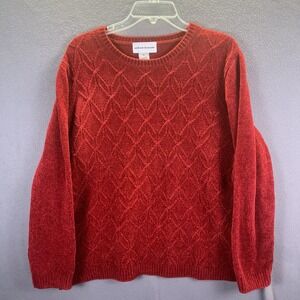 Alfred Dunner Womens Sweater XL Christmas Red Chunky Knit